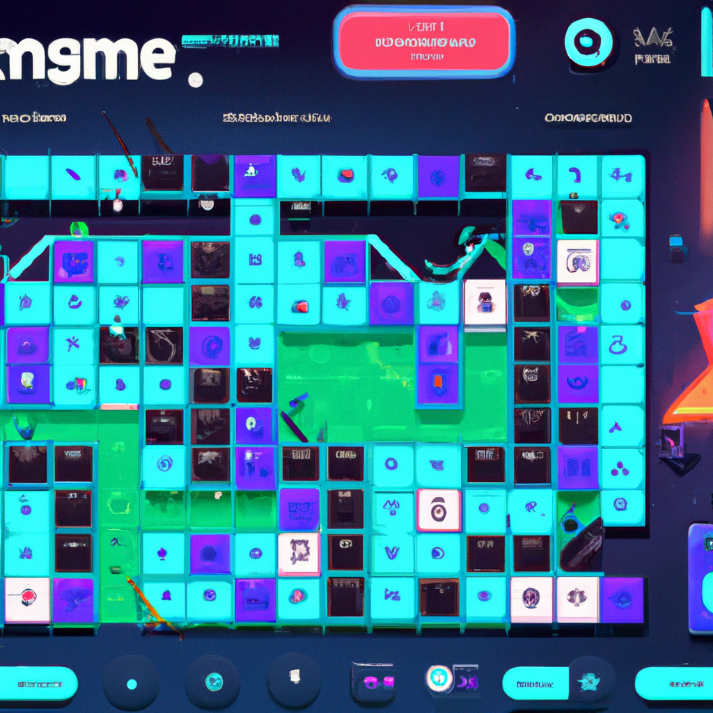 Screenshot showing puzzle moment with neon tiles